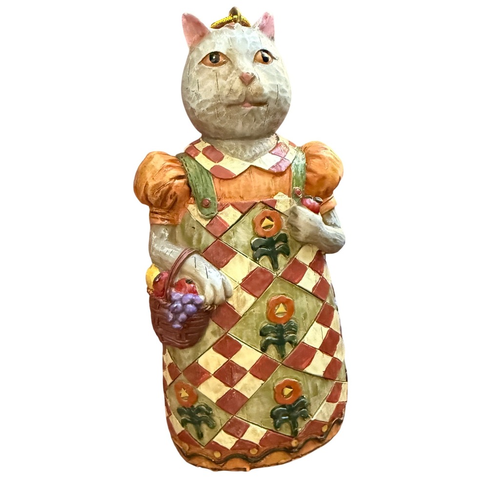 VTG Seymour Mann Cat Ornament Carved Country Holiday Christmas Primitive‎